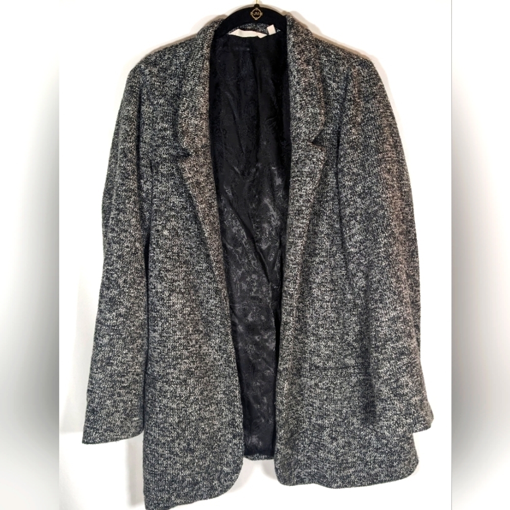 Soft Surroundings St. James Gray and Black Knit Open Front Cardigan Size Medium